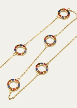 Jan Leslie Lapis, Tigers Eye, and Carnelian Dash Five Circle Station Necklace