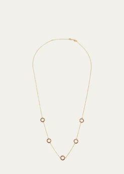 Jan Leslie Lapis, Tigers Eye, and Carnelian Dash Five Circle Station Necklace