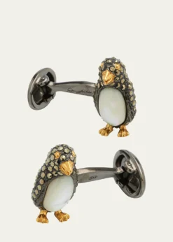 Jan LeslieMarcasite Mother-of-Pearl Penguin Cuff Links