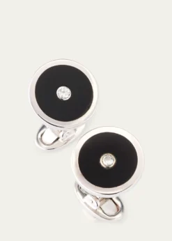 Jan LeslieMen's Black Onyx and Diamond Cufflinks