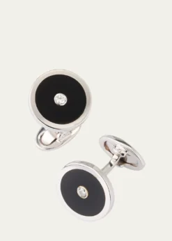 Jan LeslieMen's Black Onyx and Diamond Cufflinks