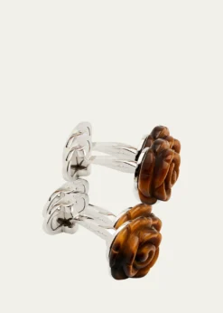 Jan LeslieMen's Carved Tiger's Eye Rose Cufflinks