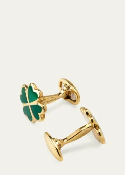 Jan LeslieMen's Gold Vermeil and Green Onyx Four Leaf Clover Cufflinks