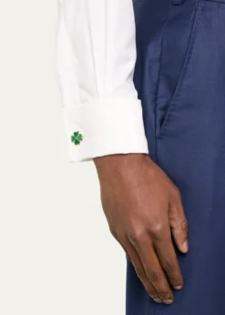 Jan LeslieMen's Gold Vermeil and Green Onyx Four Leaf Clover Cufflinks