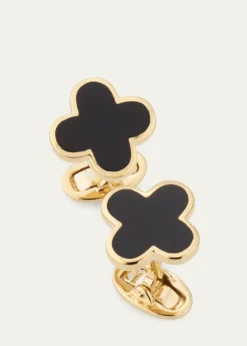 Jan LeslieMen's 18K Gold Vermeil Black Onyx Clover Cufflinks