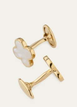 Jan LeslieMen's 18K Gold Vermeil Mother of Pearl Clover Cufflinks