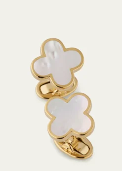 Jan LeslieMen's 18K Gold Vermeil Mother of Pearl Clover Cufflinks