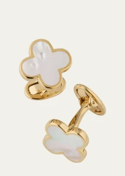 Jan LeslieMen's 18K Gold Vermeil Mother of Pearl Clover Cufflinks