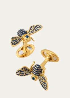 Jan LeslieMen's 18K Gold Vermeil and Enamel Bee Cufflinks