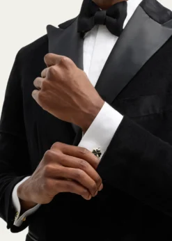 Jan LeslieMen's 18K Gold Vermeil Black Onyx Four Leaf Clover Cufflinks