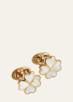 Jan LeslieMen's 18K Gold Vermeil Mother-Of-Pearl Four Leaf Clover Cufflinks