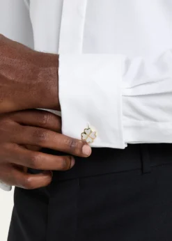 Jan LeslieMen's 18K Gold Vermeil Mother-Of-Pearl Four Leaf Clover Cufflinks
