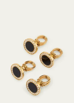 Jan LeslieMen's 18K Rose Gold Mother Of Pearl and Diamond Tuxedo Studs