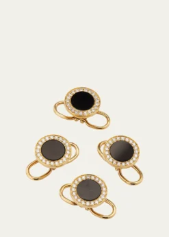 Jan LeslieMen's 18K Rose Gold Mother Of Pearl and Diamond Tuxedo Studs