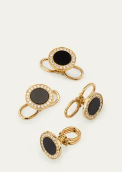 Jan LeslieMen's 18K Rose Gold Mother Of Pearl and Diamond Tuxedo Studs
