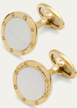 Jan LeslieMen's 18K Yellow Gold Round Gemstone Cufflinks