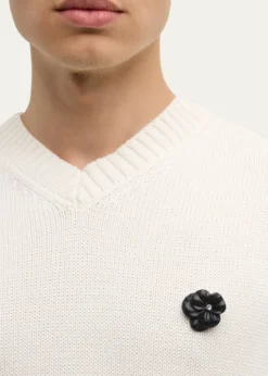 Jan LeslieMen's Matte Black Flower Lapel Pin