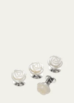 Jan LeslieMen's Mother-of-Pearl Rose Shirt Studs