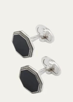 Jan LeslieMen's 925 Octagon Onyx Cufflinks