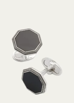 Jan LeslieMen's 925 Octagon Onyx Cufflinks
