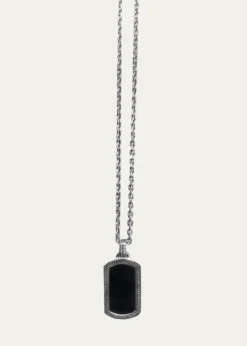 Jan LeslieMen's Onyx Dog Tag Necklace, 20"