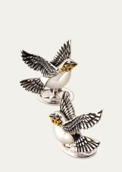 Jan LeslieMen's Peace Dove Sterling Silver Cufflinks