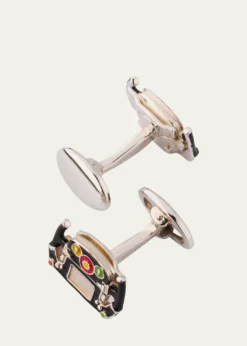 Jan LeslieMen's Race Car Dashboard Enamel and Sterling Silver Cufflinks