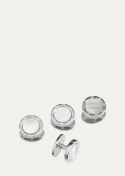 Jan LeslieMen's Round Mother-of-Pearl Screw Shirt Studs