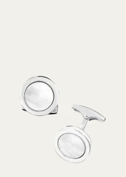 Jan LeslieMen's 925 Round Mother-of-Pearl Cufflinks