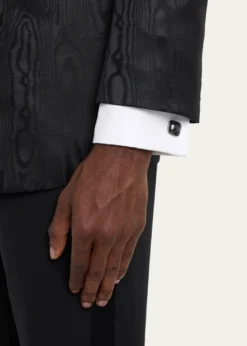 Jan LeslieMen's Square Black Rutliated Quartz Cufflinks