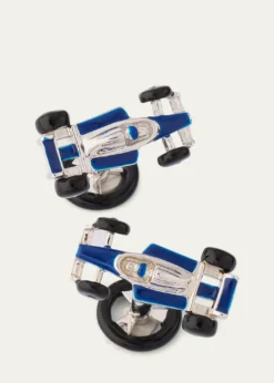 Jan LeslieMen's Sterling Silver Enamel Race Car Cufflinks