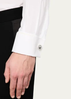 Jan LeslieMen's Sterling Silver Mother-Of-Pearl Cufflinks with Black Diamonds