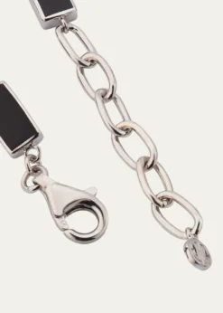Jan LeslieMen's Sterling Silver and Rectangle Black Onyx Bracelet