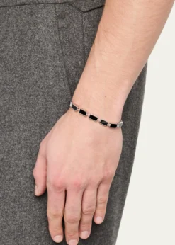 Jan LeslieMen's Sterling Silver and Rectangle Black Onyx Bracelet