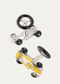 Jan LeslieMen's Sterling Silver Enamel Race Car Cufflinks