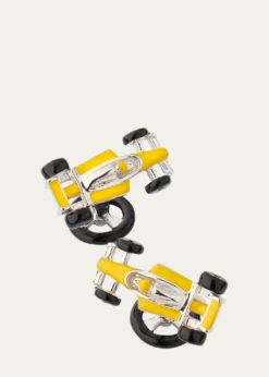 Jan LeslieMen's Sterling Silver Enamel Race Car Cufflinks