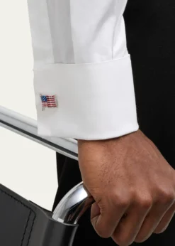 Jan LeslieMen's Sterling Silver Enamel American Flag Cufflinks