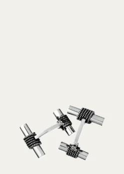 Jan LeslieMen's Sterling Silver Rope Tube Cufflinks