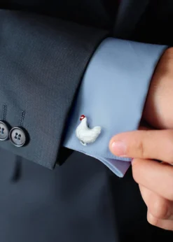 Jan LeslieMen's The Chicken & The Egg Sterling Silver Cufflinks