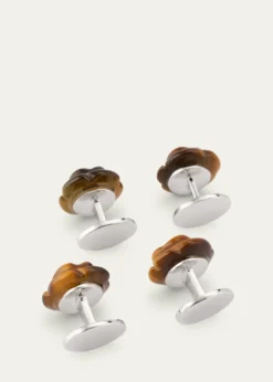 Jan LeslieMen's Tiger's Eye Rose Shirt Studs