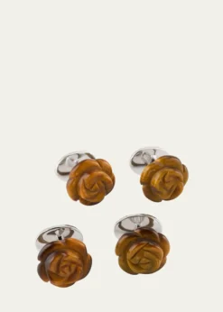 Jan LeslieMen's Tiger's Eye Rose Shirt Studs