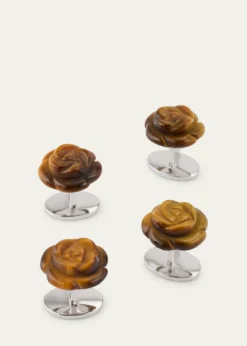 Jan LeslieMen's Tiger's Eye Rose Shirt Studs