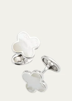 Jan LeslieMother-of-Pearl Clover Cuff Links