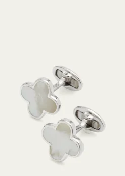 Jan LeslieMother-of-Pearl Clover Cuff Links