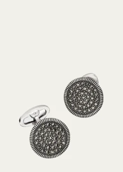 Jan LeslieRound Marcasite Cuff Links, Gray