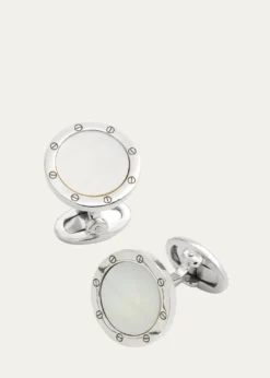 Jan LeslieRound Mother-of-Pearl Cuff Links