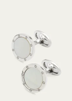 Jan LeslieRound Mother-of-Pearl Cuff Links