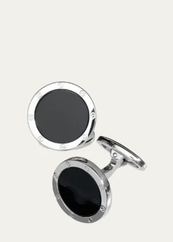 Jan LeslieRound Onyx Cuff Links