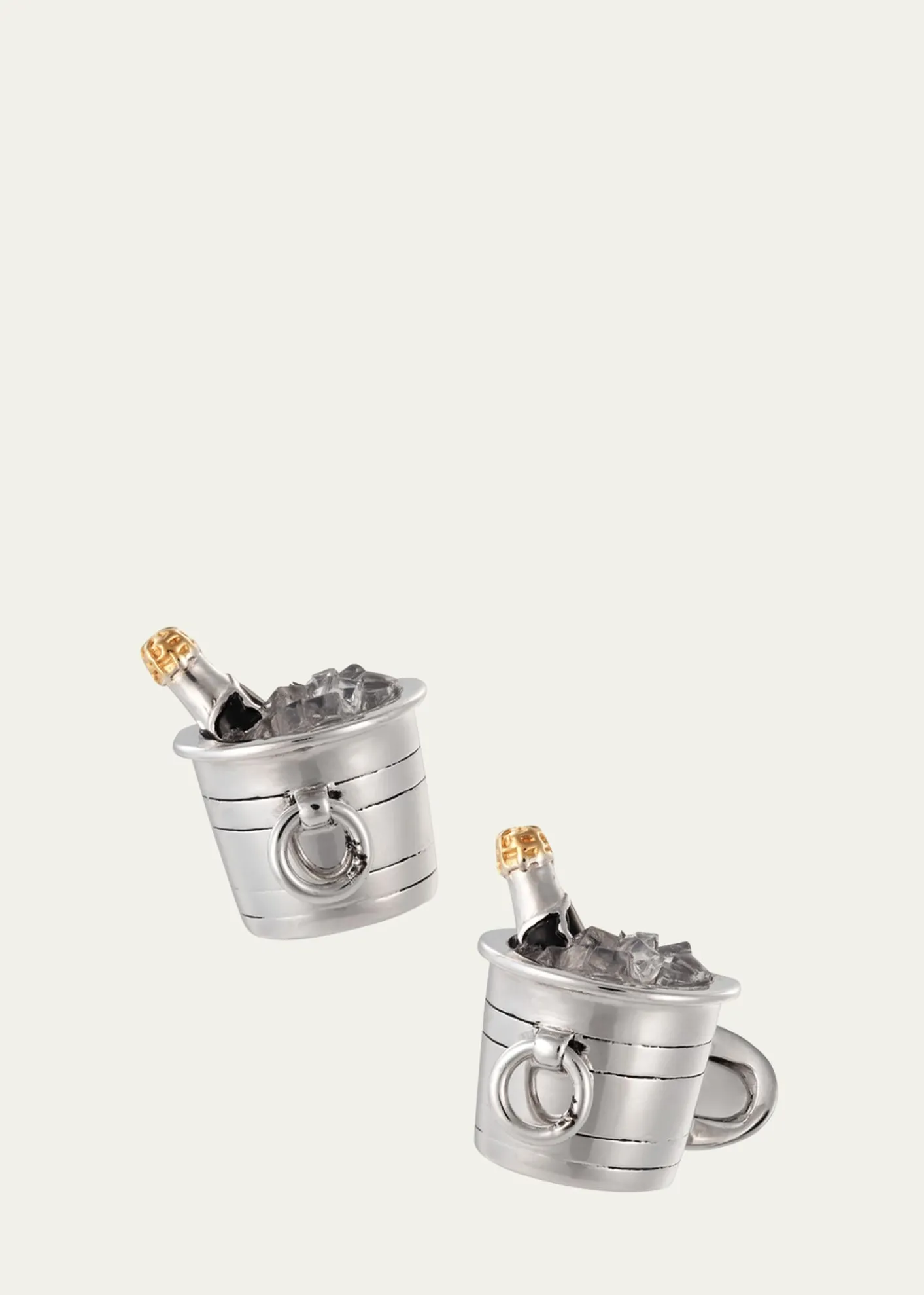 Jan LeslieSterling Silver Crystal Quartz Champagne Bucket Cuff Links