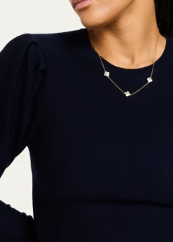 Jan LeslieTriple Petal Gemstone Station Necklace